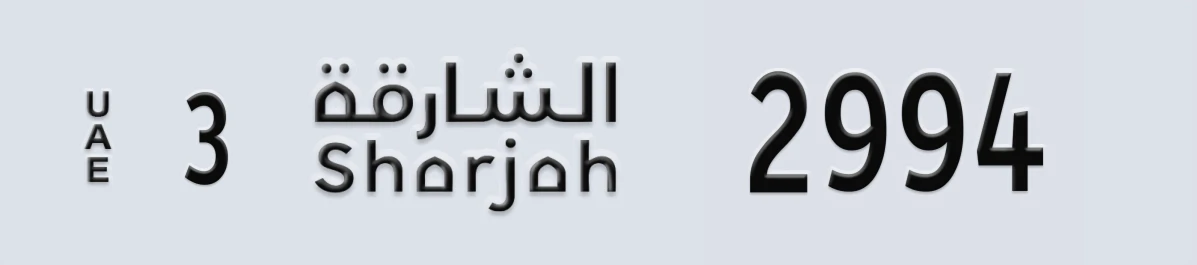 UAE License Plate Sharjah 3 2994