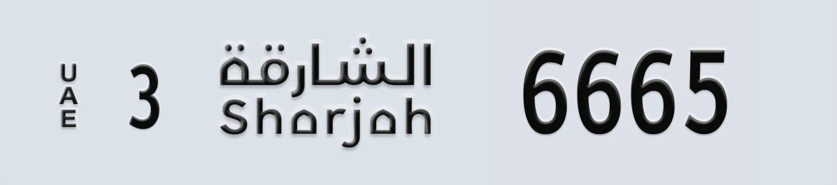 UAE License Plate Sharjah 3 6665