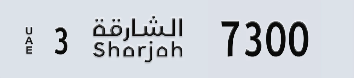 UAE License Plate Sharjah 3 7300