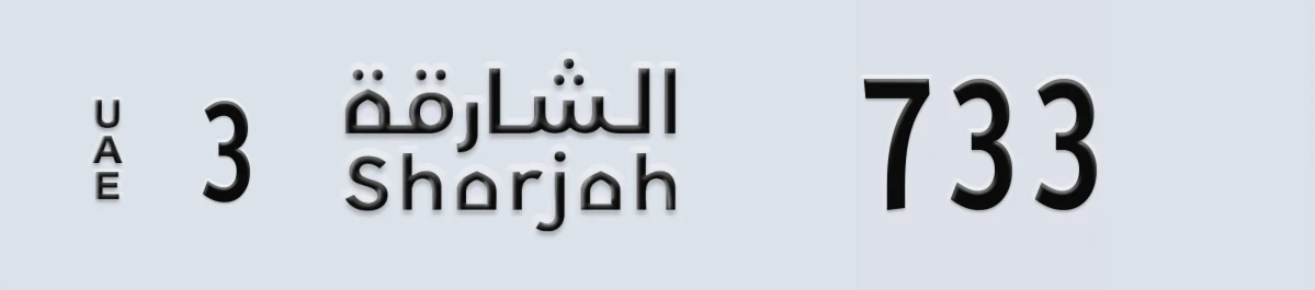 UAE License Plate Sharjah 3 733