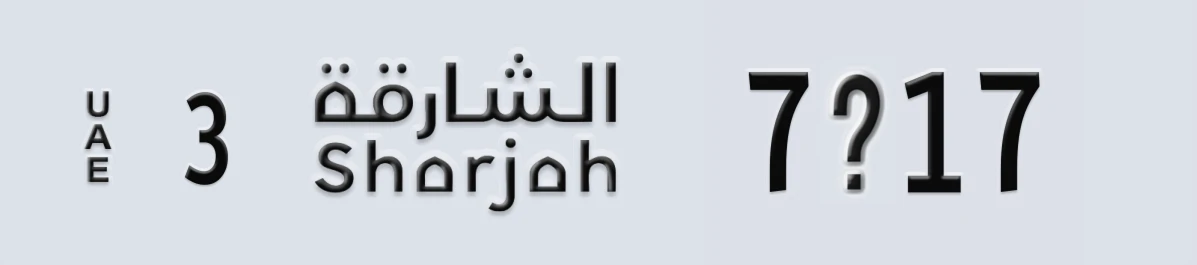 UAE License Plate Sharjah 3 7@17